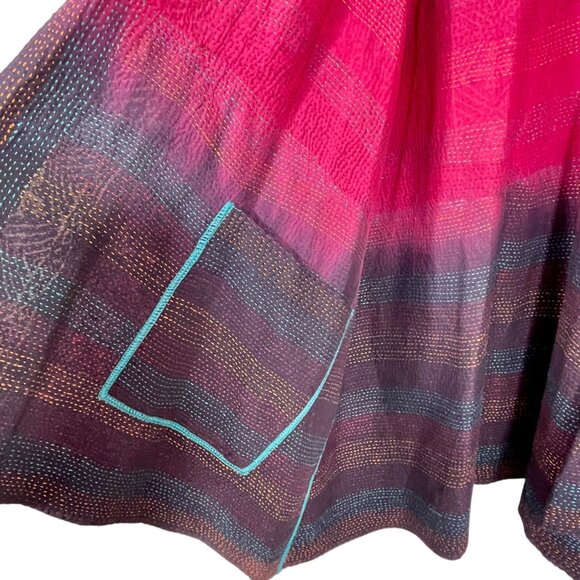 Mieko Hand-Stitched Reversible Kimono Jacket Sz 1 Artisan Boho Patchwork Kantha - Picture 14 of 16